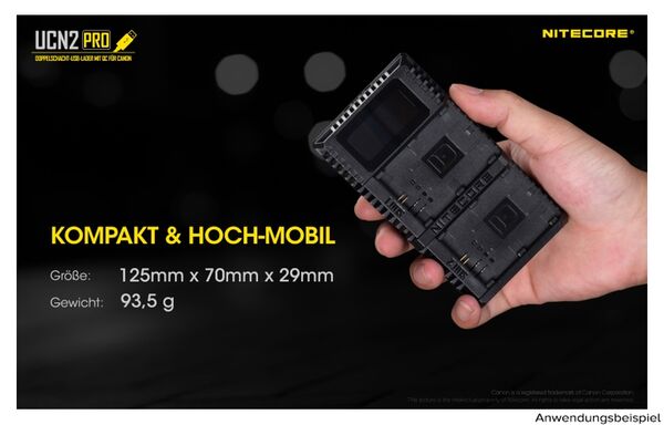 Nitecore USB-Ladegerät mit LCD-Display  UCN2PRO für Canon LP-E6N