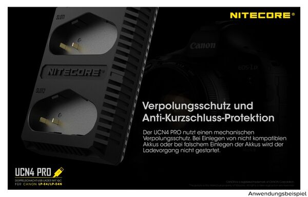 Nitecore USB-Ladegerät mit LCD-Display  UCN4PRO für Canon LP-E4 / LP-E4N