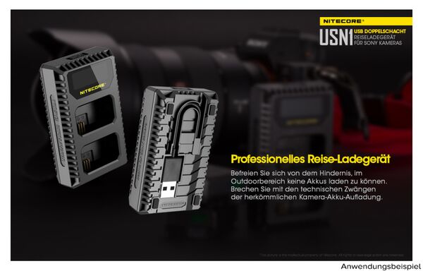 Nitecore USB-Ladegerät mit LCD-Display  USN1 für Sony NP-FW50