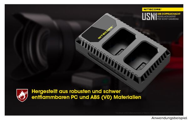 Nitecore USB-Ladegerät mit LCD-Display  USN1 für Sony NP-FW50
