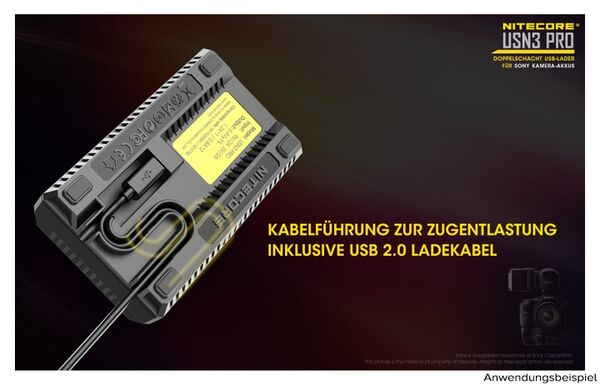 Nitecore USB-Ladegerät mit LCD-Display  USN3PRO für Sony NP-F750