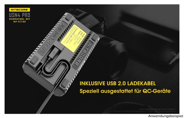 Nitecore USB-Ladegerät mit LCD-Display  USN4PRO für Sony NP-FZ100