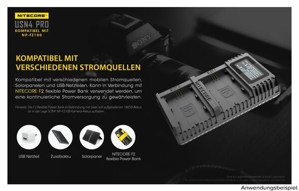 Nitecore USB-Ladegerät mit LCD-Display  USN4PRO für Sony NP-FZ100