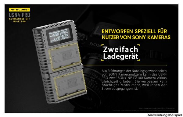 Nitecore USB-Ladegerät mit LCD-Display  USN4PRO für Sony NP-FZ100