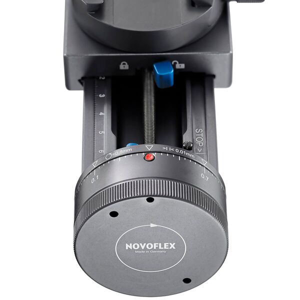 Novoflex Einstellschlitten Q mit Fokusrad und Rasterungen für ABM bis 5:1 (Castel-M) 
