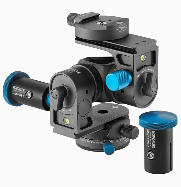 Novoflex Modularer Getriebeneiger KOPF² Pro Kit mit Kupplung, Panoramadrehung-Q u. 2x Feineinstellgriffen 