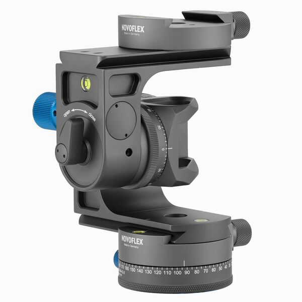 Novoflex Modularer Getriebeneiger KOPF² Pro Kit mit Kupplung, Panoramadrehung-Q u. 2x Feineinstellgriffen 