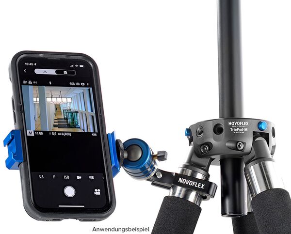 Novoflex Smart-CLAMP Smartphone-Klemme 85mm, mit Zubehörschuh + Blitzschuh Adapter 