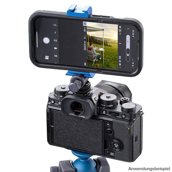 Novoflex Smart-CLAMP Smartphone-Klemme 85mm, mit Zubehörschuh + Blitzschuh Adapter 