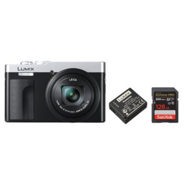 Panasonic DMC-TZ99 + DMW-BLG 10E + SD Karte 128 GB  silber / schwarz