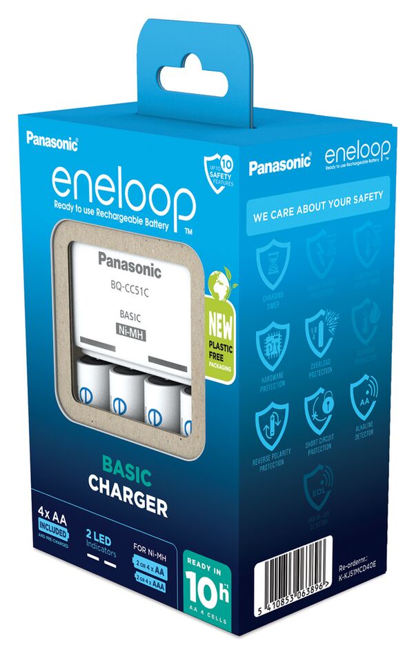 Panasonic eneloop BQCC51 inkl. 4xAA 2000 mAh, Basic Charger 