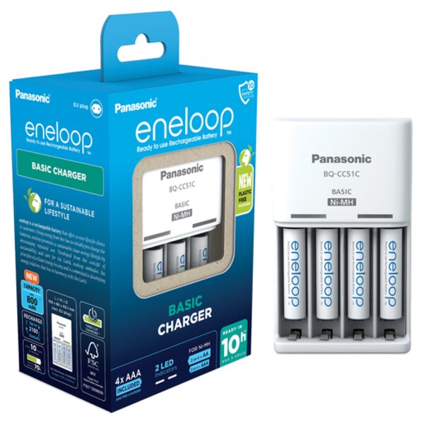 Panasonic eneloop Basic Charger incl. 4xAAA 800 mAh  BQCC51 4er