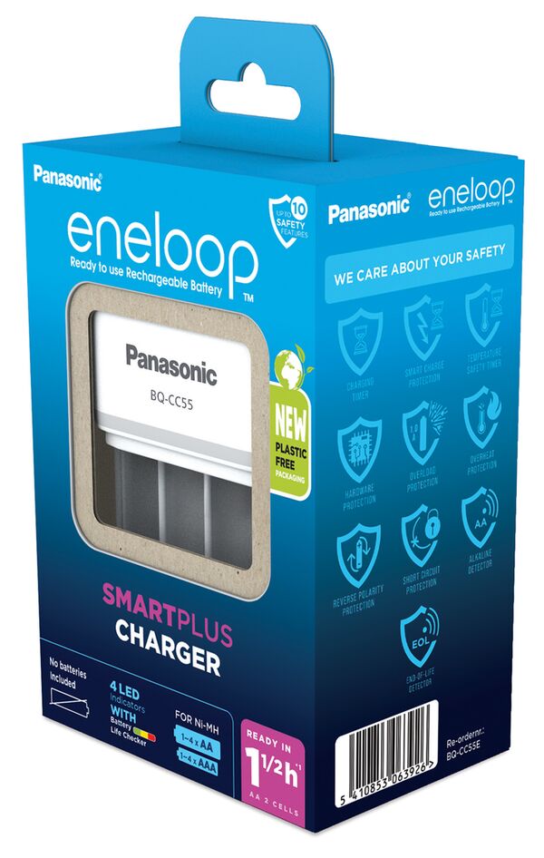 Panasonic eneloop BQCC55 unbestückt, Smart & Quick Charger 