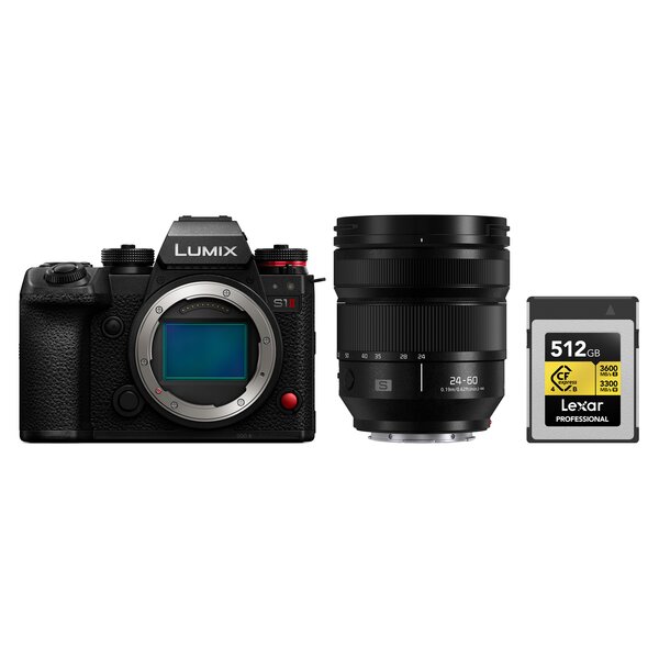 Panasonic Lumix DC-S1II + S 24-60mm f/2,8 +Lexar CFExpress Professional Type B 4.0 Gold 3600MB/s 512 GB 