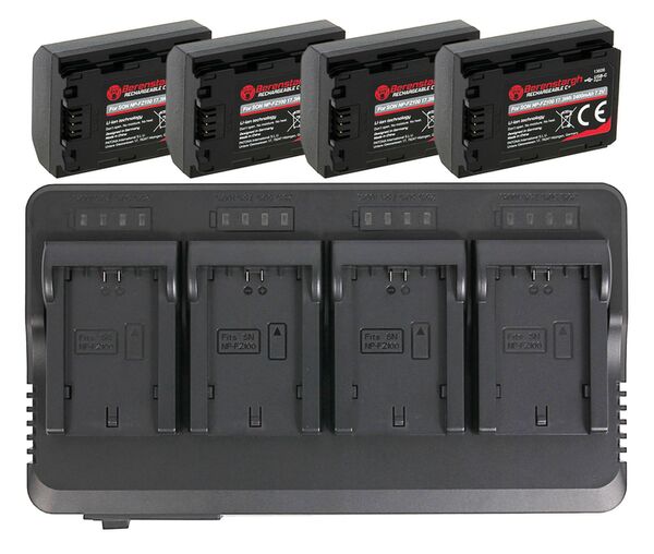 Patona 4-fach Ladegeräte für Sony NP-FZ100 + 4x NP-FZ100 USB-C Akku 