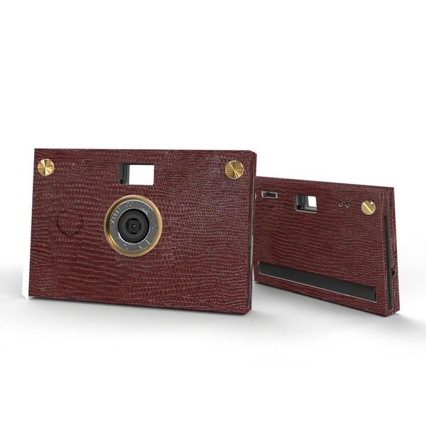 Paper Shoot Camera Bundle - Leather Texture Case  Burgundy Red