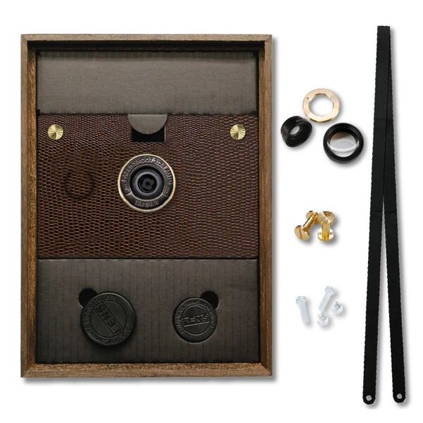 Paper Shoot Camera Bundle - Leather Texture Case  Dark Camel Brown