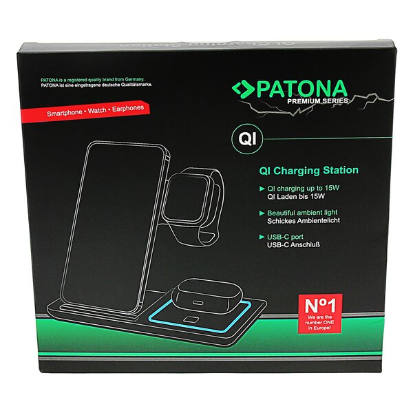 Patona 3in1 QI Wireless Ladegerät für Smartphone iPhone Watch and AirPods 