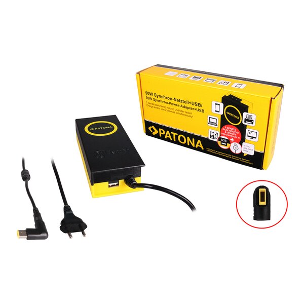Patona 90W Synchron Adapter 11x4,5x12mm 20V incl. USB Output 2,1A 