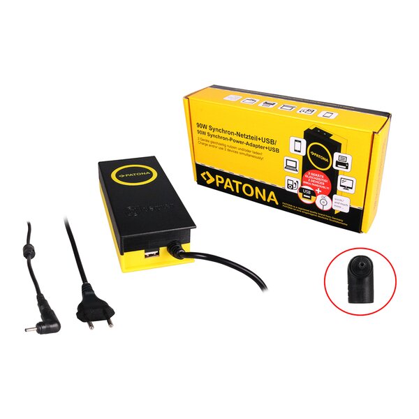 Patona 90W Synchron Adapter 3x1,1x10mm 19V incl. USB Output 2,1A 