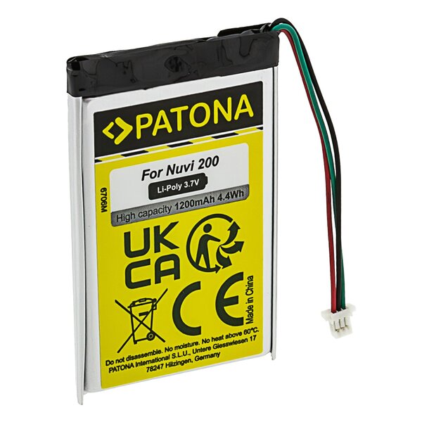 Patona Akku für Garmin Nuvi 200 Nuvi 205 250 255 260 200W 205T 205W 205WT 252W 