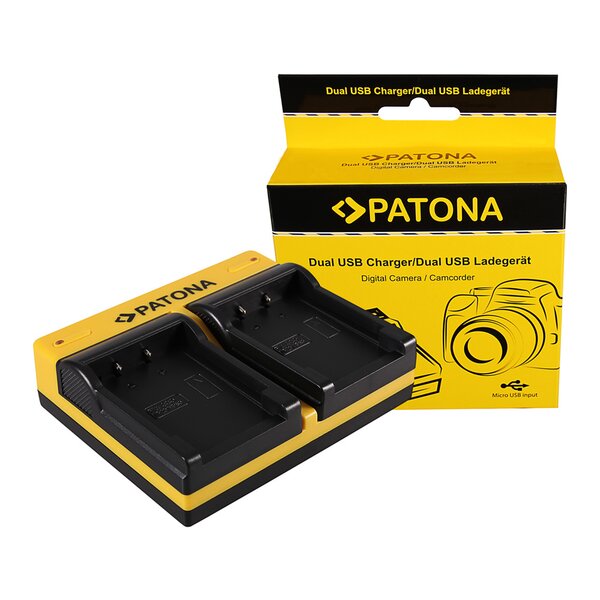 Patona Dual Ladegerät für Casio NP-20 Exilim EXM1 EX-M1 EXM2 EX-M2 EXM20 EX-M20 EXS1 inkl. Micro-USB 
