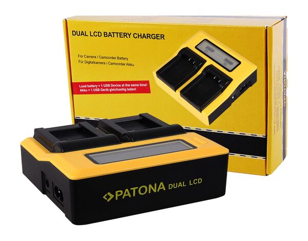 Patona Dual LCD USB Ladegerät für Canon  LP-E10