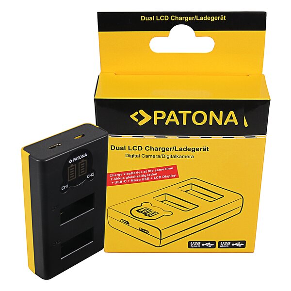 Patona Dual LCD USB Ladegerät für GoPro Max SPCC1B 