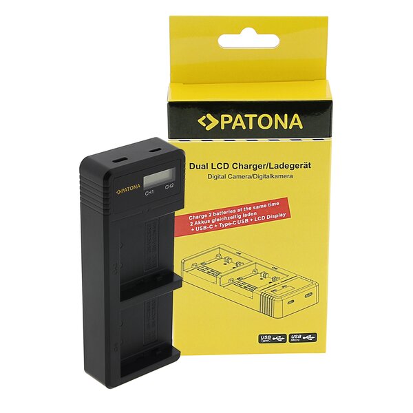 Patona Dual LCD USB Ladegerät für JVC BN-VC296G BN-VC298G GY-HC500 HY-HC550 icl. USB-C Kabel 