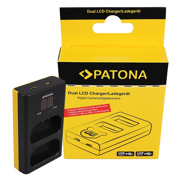 Patona Dual LCD USB Ladegerät für Panasonic DMW-BLJ31 Lumix DC-S1 DC-S1R DC-S1H 