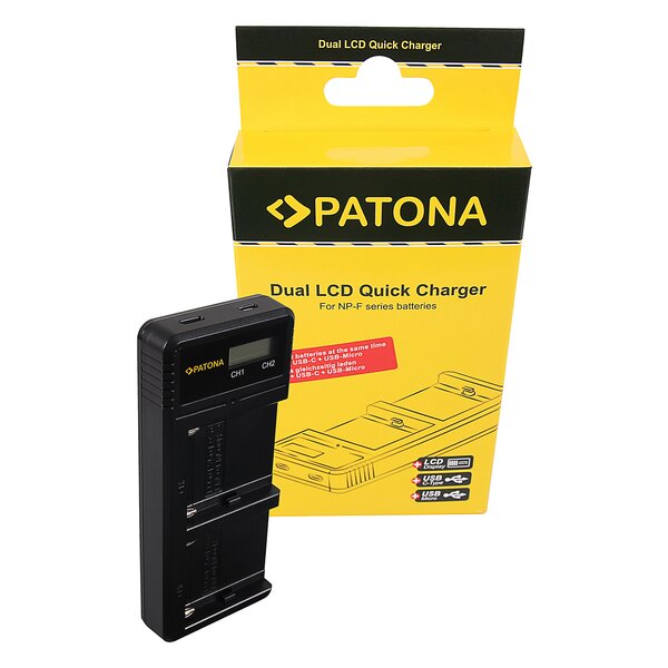 Patona Dual LCD USB Ladegerät für Sony F550 F750 F970 FM50 FM500HA1 