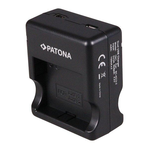 Patona Dual Schnell-Ladegerät für Xiaomi Yi AZ13-2 AZ13-1 incl. Micro-USB cabel 