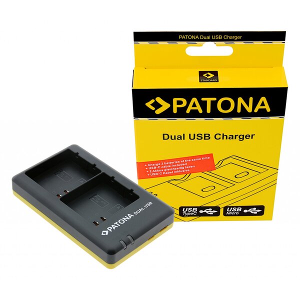 Patona Dual USB Ladegerät für Arlo A-7A A-14 Pro 3 Pro 4 FB-1001 2GB VML2030 Ultra 2 incl. USB-C Kabel 