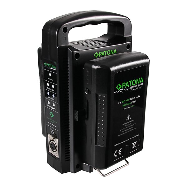 Patona Dual V-Mount Ladegerät für Sony BP-95W BP-GL65 BP-190WS incl. 4-Pin XLR Kabel 