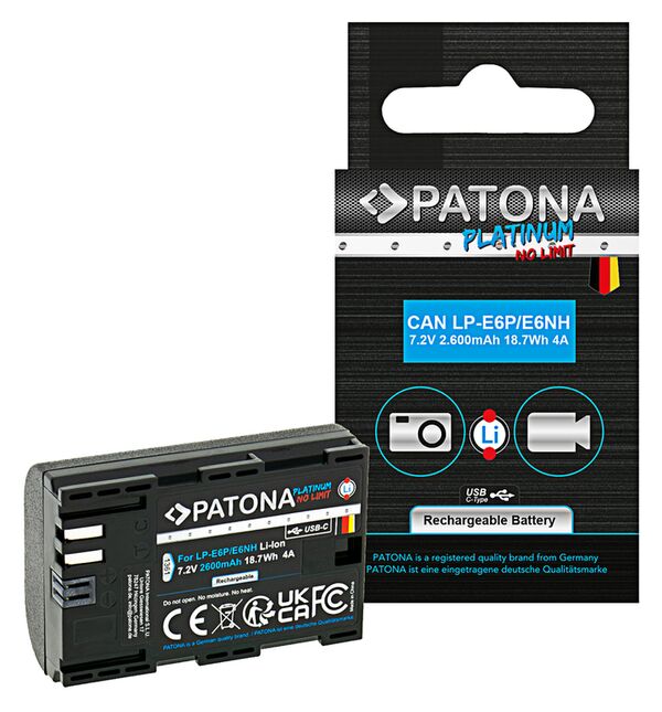 Patona Platinum Akku mit USB-C Input für Canon  LP-E6P