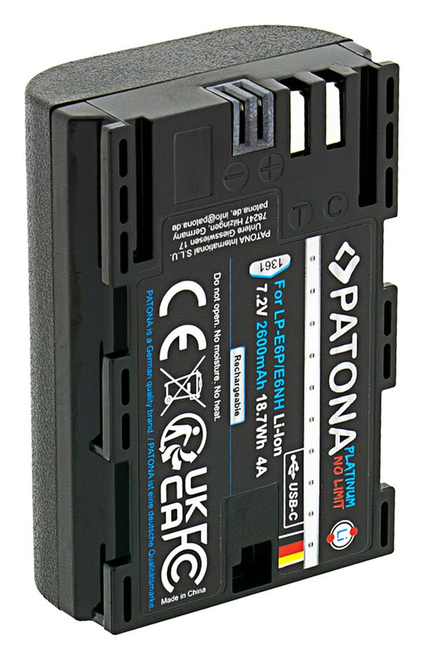 Patona Platinum Akku mit USB-C Input für Canon  LP-E6P