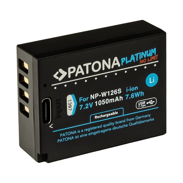Patona Platinum Akku mit USB-C Input für Fuji  NP-W126S