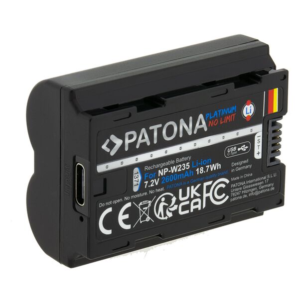 Patona Platinum Akku mit USB-C Input für Fuji  NP-W235