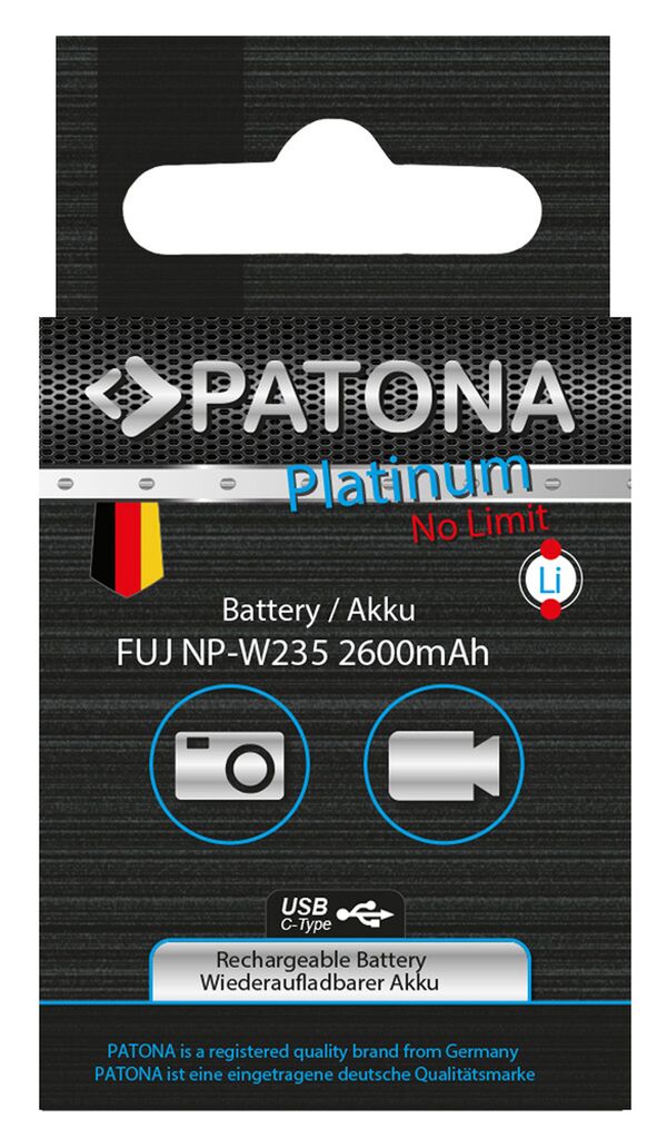 Patona Platinum Akku mit USB-C Input für Fuji  NP-W235