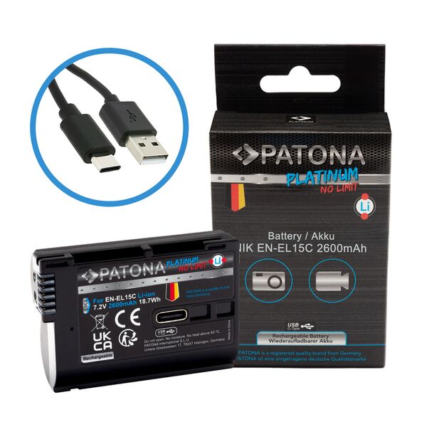 Patona Platinum Akku mit USB-C Input für Nikon  EN-EL15c