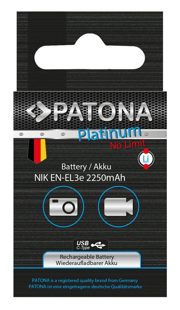 Patona Platinum Akku mit USB-C Input für Nikon  EN-EL3e