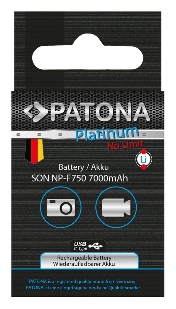 Patona Platinum Akku mit USB-C Input für Sony  NP-F750