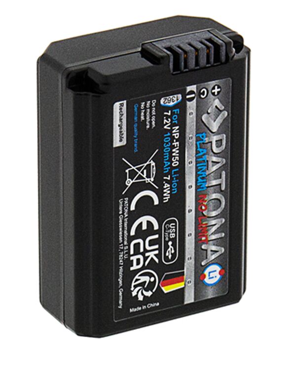 Patona Platinum Akku mit USB-C Input für Sony  NP-FW50