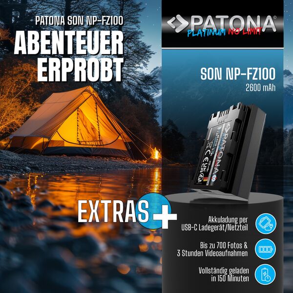 Patona Platinum Akku mit USB-C Input für Sony  NP-FZ100
