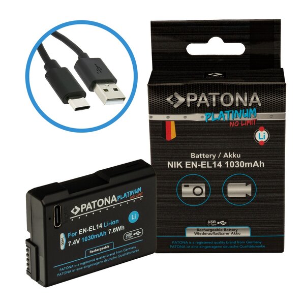 Patona Platinum Akku mit USB-C input für Nikon  EN-EL14