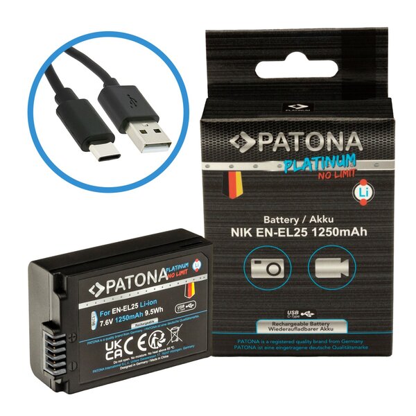 Patona Platinum Akku mit USB-C input für Nikon  EN-EL25
