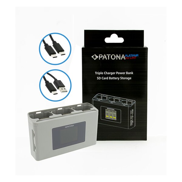 Patona Platinum Triple Charger BC-JMI2B  DJI Mini 2 Mavic Mini
