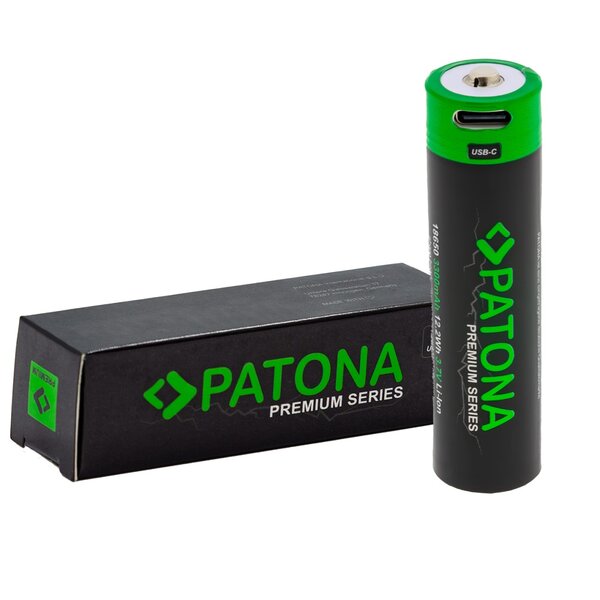 Patona Premium 18650 Cell Li-Ion Akku protected with USB-C Input 3.7V 3300mAh 