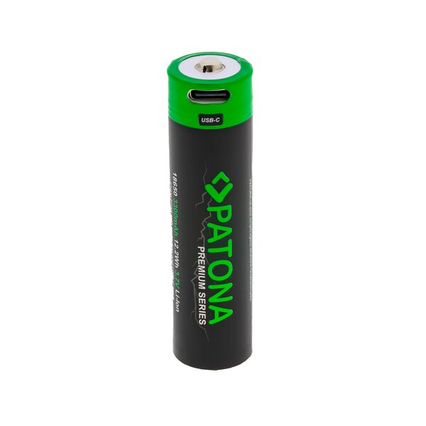 Patona Premium 18650 Cell Li-Ion Akku protected with USB-C Input 3.7V 3300mAh 