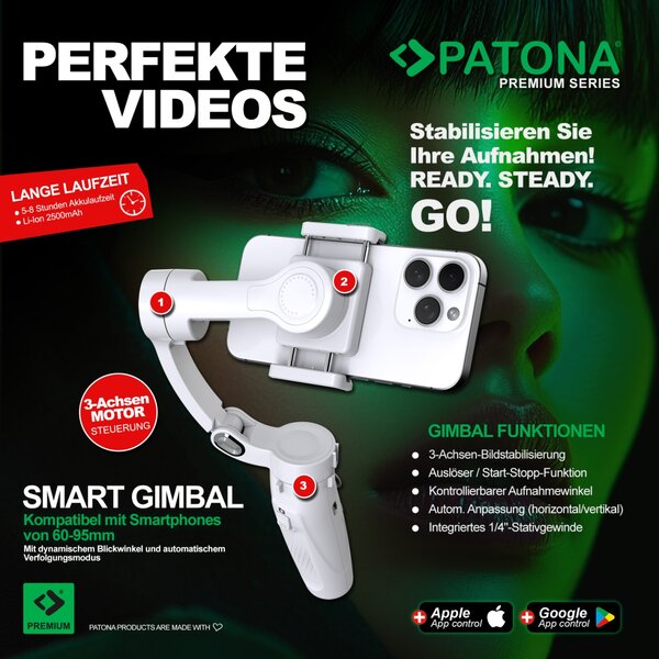 Patona Premium 3-Achsen-Gimbal für Smartphone 